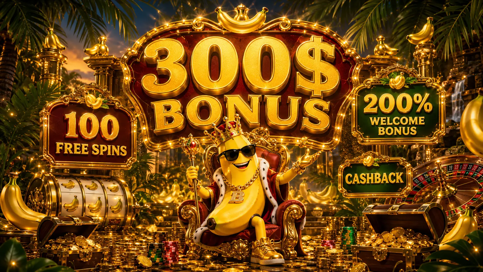 Bananzia Casino welcome bonus — 100% up to £500 plus 200 free spins